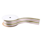 Girly Blush Pink, White en Gold Foil Patroon Satijnen Lint (Spoel)