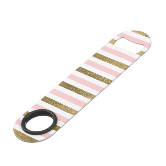 Girly Blush Pink, White en Gold Foil Patroon Speed Flessenopener (Achterkant Gekanteld)
