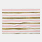 Girly Blush Pink, White en Gold Foil Patroon Theedoek (Horizontaal)
