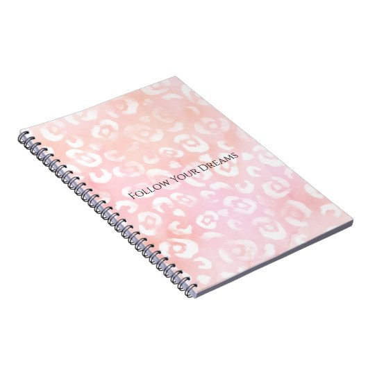 Girly Blush Pink White Leopard Animal  Notitieboek (Rechterzijde)