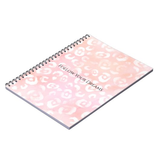 Girly Blush Pink White Leopard Animal  Notitieboek (Linkerzijde)