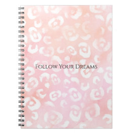 Girly Blush Pink White Leopard Animal Notitieboek