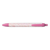 Girly Blush Pink White Leopard Animal  Zwarte Inkt Pen (Achterkant)