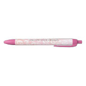 Girly Blush Pink White Leopard Animal  Zwarte Inkt Pen (Bodem)