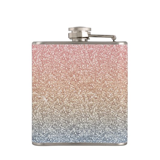 Girly Blush Roos Gold Blue Ombre Glitter Sparkles Heupfles (Achterkant)