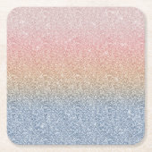 Girly Blush Roos Gold Blue Ombre Glitter Sparkles Kartonnen Onderzetters (Voorkant)