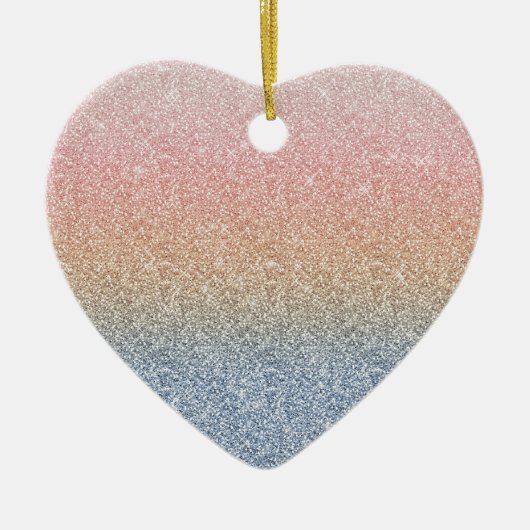 Girly Blush Roos Gold Blue Ombre Glitter Sparkles Keramisch Ornament (Voorkant)
