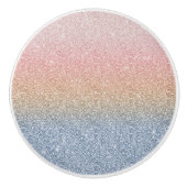 Girly Blush Roos Gold Blue Ombre Glitter Sparkles Keramische Knop (Voorkant)