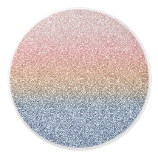Girly Blush Roos Gold Blue Ombre Glitter Sparkles Keramische Knop (Voorkant)