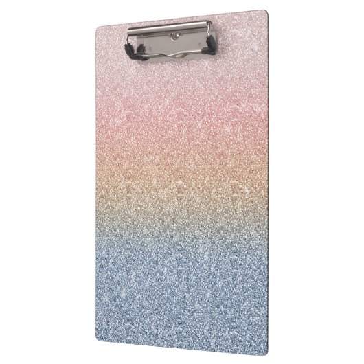 Girly Blush Roos Gold Blue Ombre Glitter Sparkles Klembord (Links)