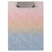 Girly Blush Roos Gold Blue Ombre Glitter Sparkles Klembord (Voorkant)