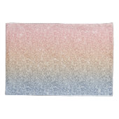 Girly Blush Roos Gold Blue Ombre Glitter Sparkles Kussensloop (Achterkant-Links)