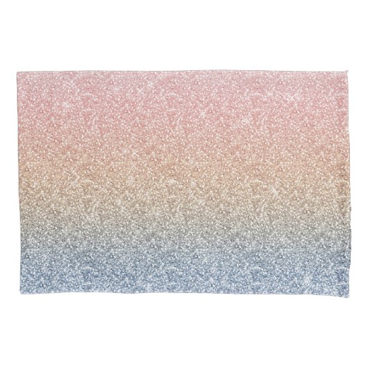 Girly Blush Roos Gold Blue Ombre Glitter Sparkles Kussensloop (Voorkant-Links)