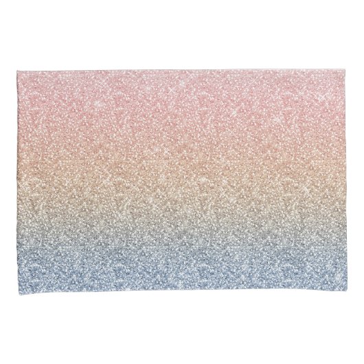 Girly Blush Roos Gold Blue Ombre Glitter Sparkles Kussensloop (Voorkant-Rechts)