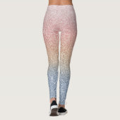 Girly Blush Roos Gold Blue Ombre Glitter Sparkles Leggings (Achterkant)