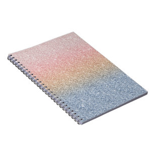 Girly Blush Roos Gold Blue Ombre Glitter Sparkles Notitieboek