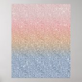 Girly Blush Roos Gold Blue Ombre Glitter Sparkles Poster (Voorkant)