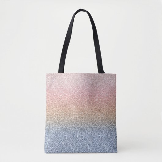Girly Blush Roos Gold Blue Ombre Glitter Sparkles Tote Bag (Voorkant)