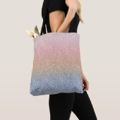 Girly Blush Roos Gold Blue Ombre Glitter Sparkles Tote Bag (Dichtbij)