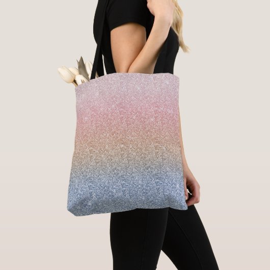 Girly Blush Roos Gold Blue Ombre Glitter Sparkles Tote Bag (Dichtbij)