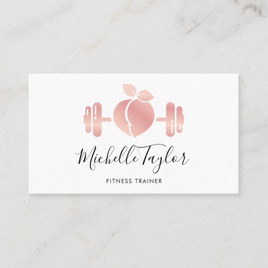 Girly Blush Roos Gold Fitness Trainer Visitekaartje (Voorkant)