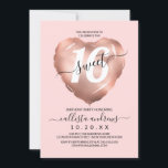 Girly Blush Roos Gold Foil Heart Ballon Sweet 16 Kaart<br><div class="desc">Deze meisjes, moderne en schattige liefhebbende uitnodiging van zestien verjaardagsfeestjes is perfect voor het trendy en stijlvolle meisje. Het is voorzien van een faux gedrukte roos gouden folie hartballon met een grote "16" boven op een eenvoudige wazige roze achtergrond. Het is een elegant, cool, en leuk design! ***BELANGRIJKE NOTA VAN...</div>