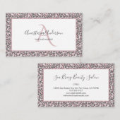 Girly Blush Roos Gold Leopard Spots White Monogram Visitekaartje (Voorkant / Achterkant)