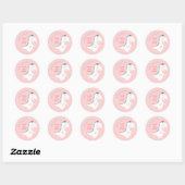 Girly Blush Roze Blauwgroen Dinosaurus Verjaardag  Ronde Sticker (Vel)