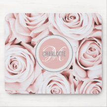 Girly blush roze bloemen monogramme naam