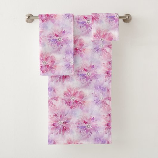 Girly Blush Roze Chic Lavendel Bloemen Bad Handdoek (Insitu)