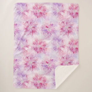 Girly Blush Roze Chic Lavendel Bloemen Sherpa Deken