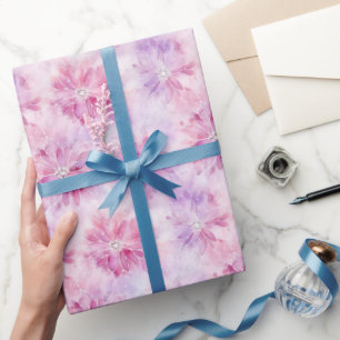 Girly Blush Roze Chic Lavendel Bloemen Verjaardag Cadeaupapier