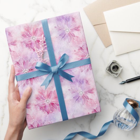 Girly Blush Roze Chic Lavendel Bloemen Verjaardag Cadeaupapier (Geschenken)