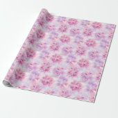Girly Blush Roze Chic Lavendel Bloemen Verjaardag Cadeaupapier (Uitgerold)