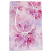 Girly Blush Roze Chic Lavendel Bloemen Verjaardag Medium Cadeauzakje (Voorkant)
