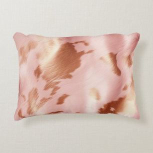 Girly Blush Roze Crème Bruin Koeienhuid Accent Kussen