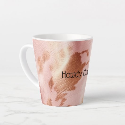 Girly Blush Roze Crème Bruin Koeienhuid Latte Mok (Linkerhoek)