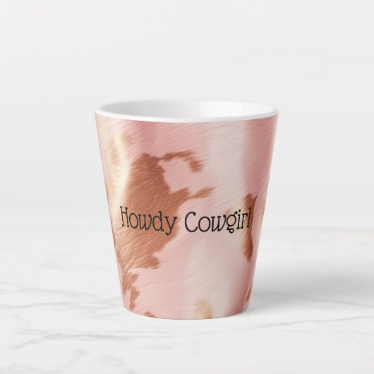 Girly Blush Roze Crème Bruin Koeienhuid Latte Mok (Voorkant)