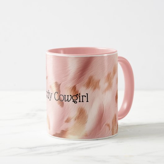 Girly Blush Roze Crème Bruin Koeienhuid Mok (Voorkant rechts)