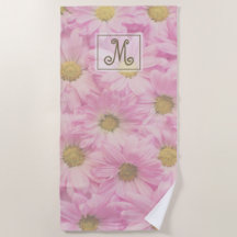 Girly Blush Roze Daisies Custom Monogram