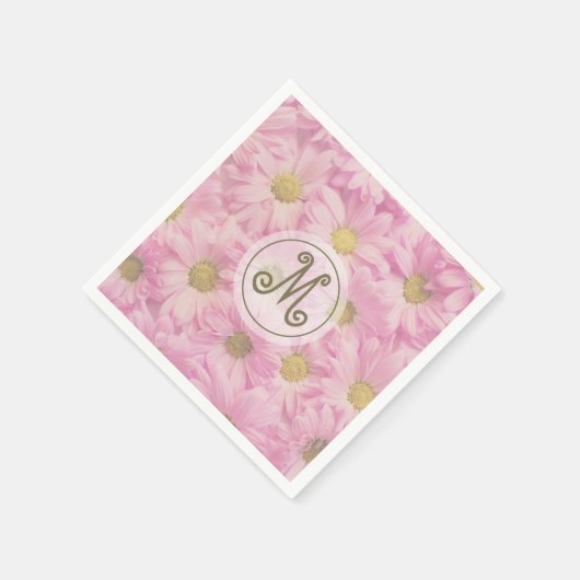 Girly Blush Roze Daisies Schattige Custom Gold Mon Servet (Hoek)