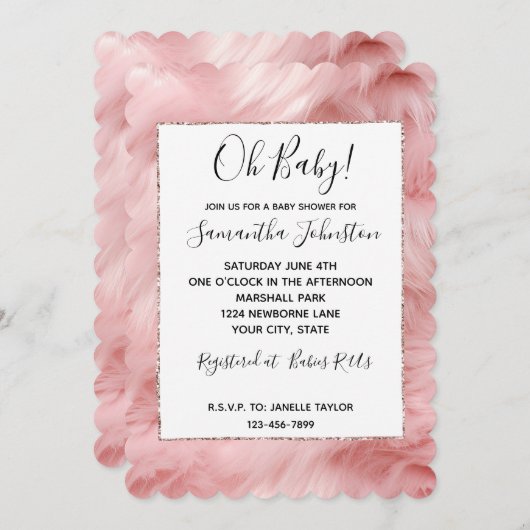 Girly Blush Roze Dierenbont Kaart (Voorkant / Achterkant)