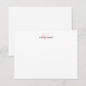 Girly Blush Roze Elegant Script Monogram Notitiekaartje (Voorkant / Achterkant)
