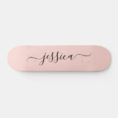 Girly blush roze elegant script name skateboard (Horizontaal)