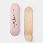 Girly blush roze elegant script name skateboard (Voorkant)