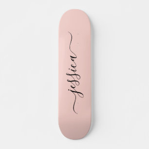Girly blush roze elegant script name skateboard