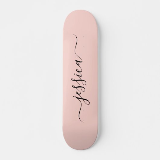 Girly blush roze elegant script name skateboard (Voorkant)