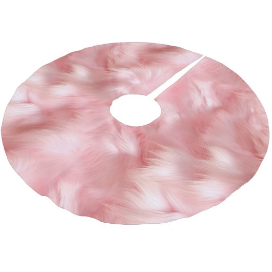Girly Blush Roze Faux Bont Wrapping Papier Kerstboom Rok (Gekanteld)