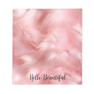 Girly Blush Roze Faux Bont Wrapping Papier Notitieblok