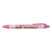 Girly Blush Roze Faux Bont Wrapping Papier Zwarte Inkt Pen (Bovenkant)